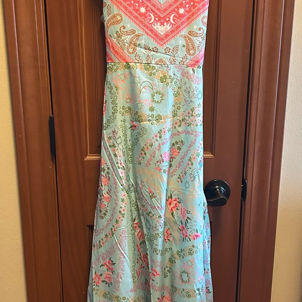 JJ’s House Floral Maxi Dress in Green and Pink Size Large NWT💗 - Picture 9 of 10